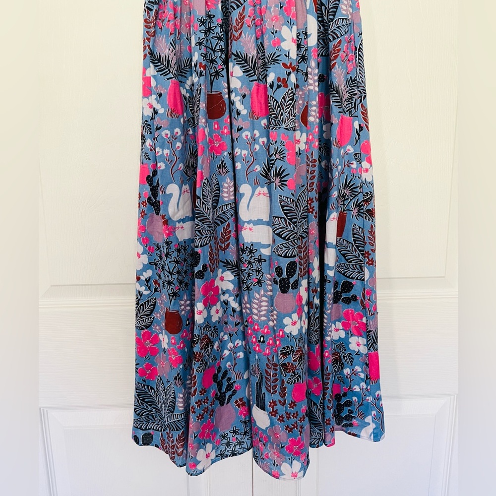Kate Spade Garden Posy Smocked Sleeveless Midi Dress in Blue - Picture 4 of 12
